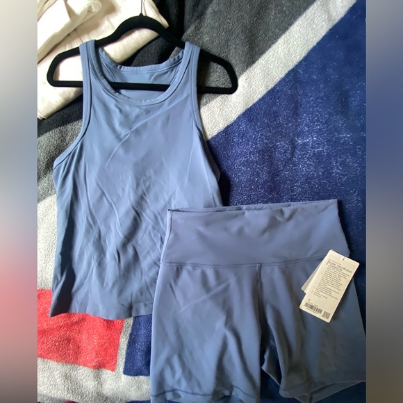 lululemon athletica Blue Wunder train Athletic Shorts and Tank Set - Picture 1 of 3